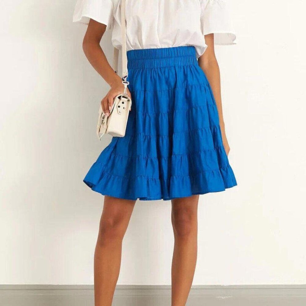 Merlette NYC Texel Skirt Cotton Resort Tiered Ruffle High Waisted M New